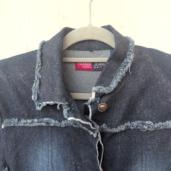 Y2K Younique Jeans Retro Sparkle Denim Maxi Dress Women's Large IndySleaze - Picture 3 of 8